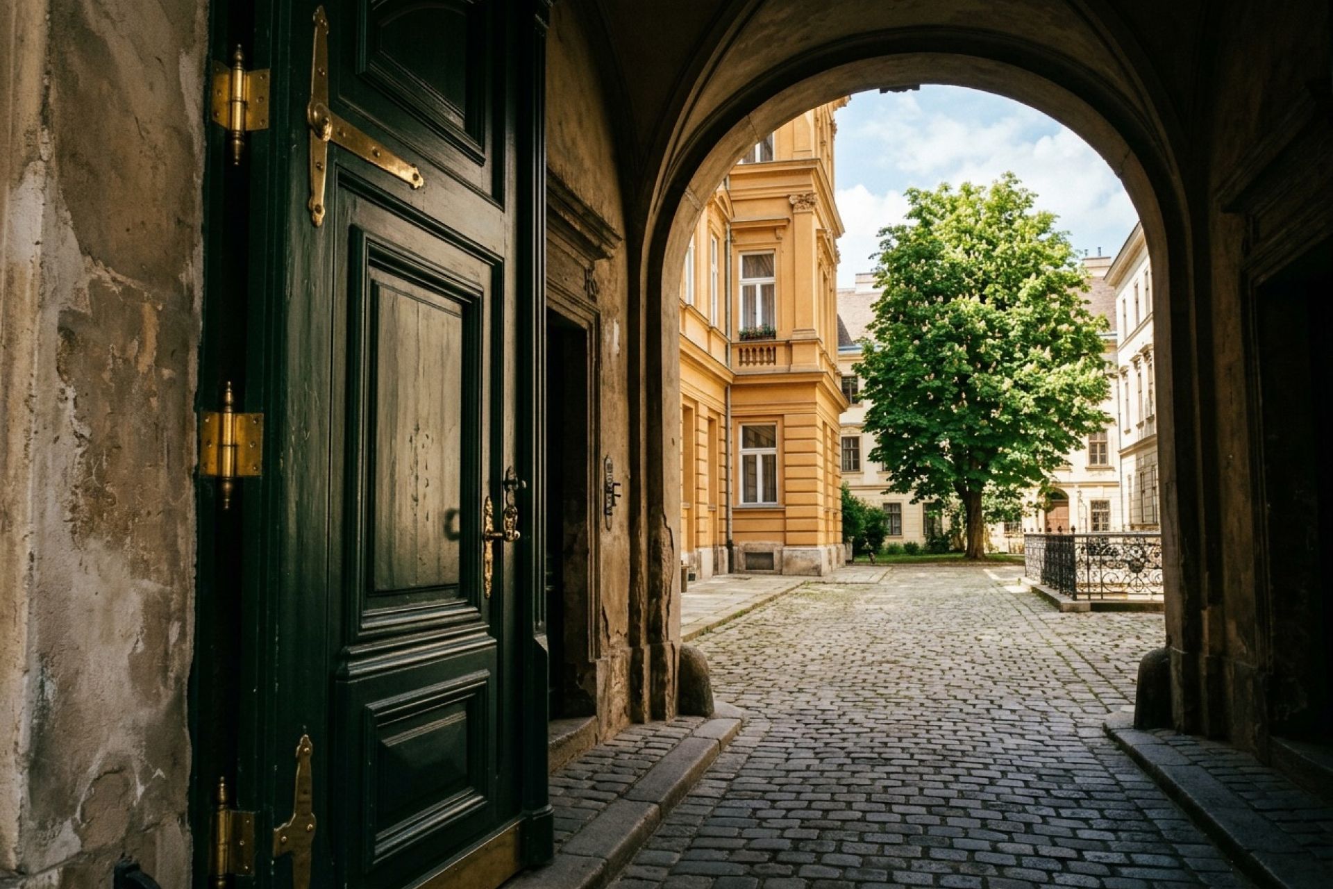 Historisches Portal mit Kassettenstruktur